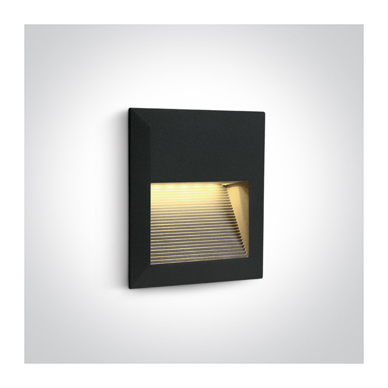 68012/B/W czarny wpust ścienny LED 3000K 1,5W IP54   betonowy box do montażu w zestawie