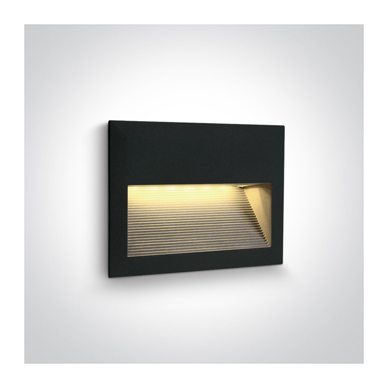 68016/B/W czarny wpust ścienny LED 3000K 2W IP54   betonowy box do montażu w zestawie