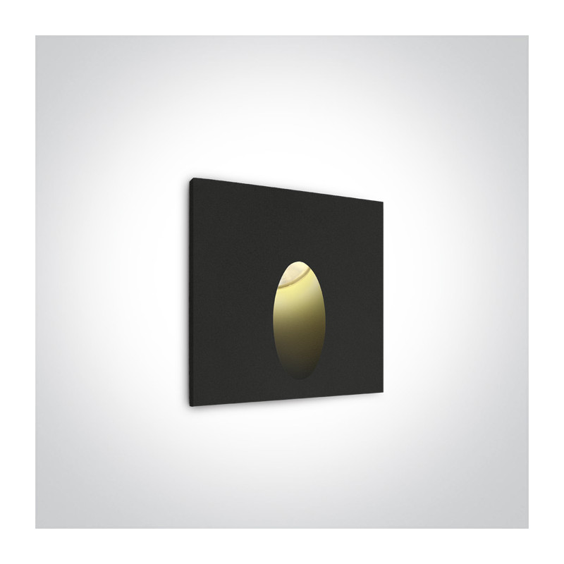 68032/B/W czarny wpust ścienny LED 3000K 3W IP54 zasilacz i  betonowy box do montażu w zestawie