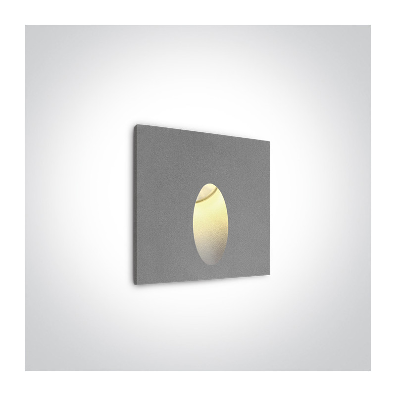 68032/G/W szary wpust ścienny LED 3000K 3W IP54 zasilacz i  betonowy box do montażu w zestawie 