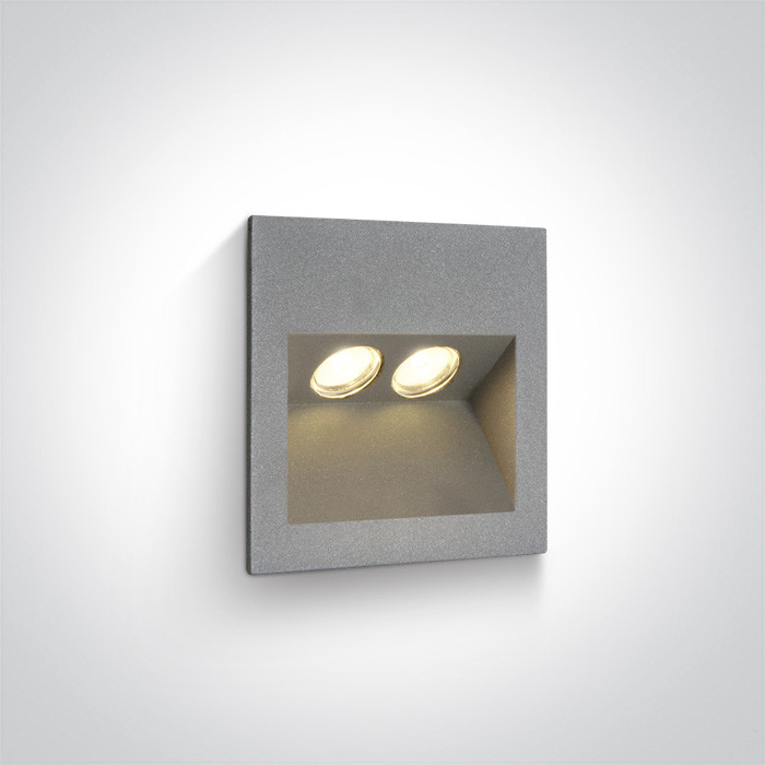 68046/G/W szary wpust ścienny LED 3000K 2x1W IP65  zasilacz 350mA i  betonowy box do montażu w zestawie