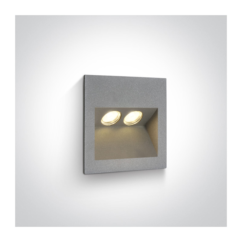 68046/G/W szary wpust ścienny LED 3000K 2x1W IP65  zasilacz 350mA i  betonowy box do montażu w zestawie