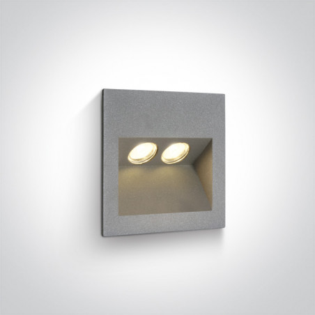 68046/G/W szary wpust ścienny LED 3000K 2x1W IP65  zasilacz 350mA i  betonowy box do montażu w zestawie