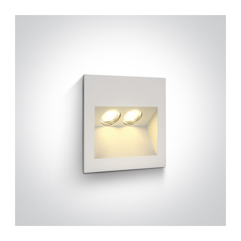 68046/W/W biały wpust ścienny LED 3000K 2x1W IP65  zasilacz 350mA i  betonowy box do montażu w zestawie