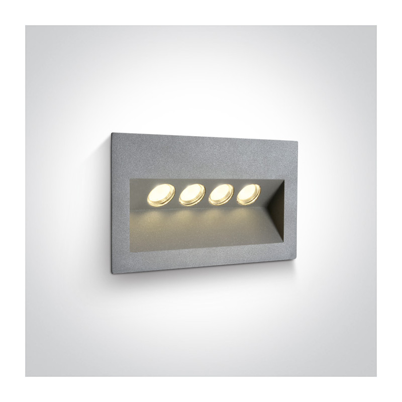 68048/G/W szary wpust ścienny LED 3000K 4x1W IP65  zasilacz 350mA i  betonowy box do montażu w zestawie