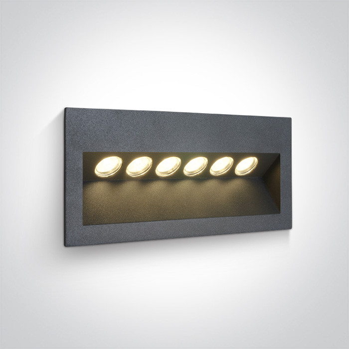 68050/AN/W wpust ścienny w kolorze antracyt LED 3000K 6x1W IP65  zasilacz 350mA i  betonowy box do montażu w zestawie