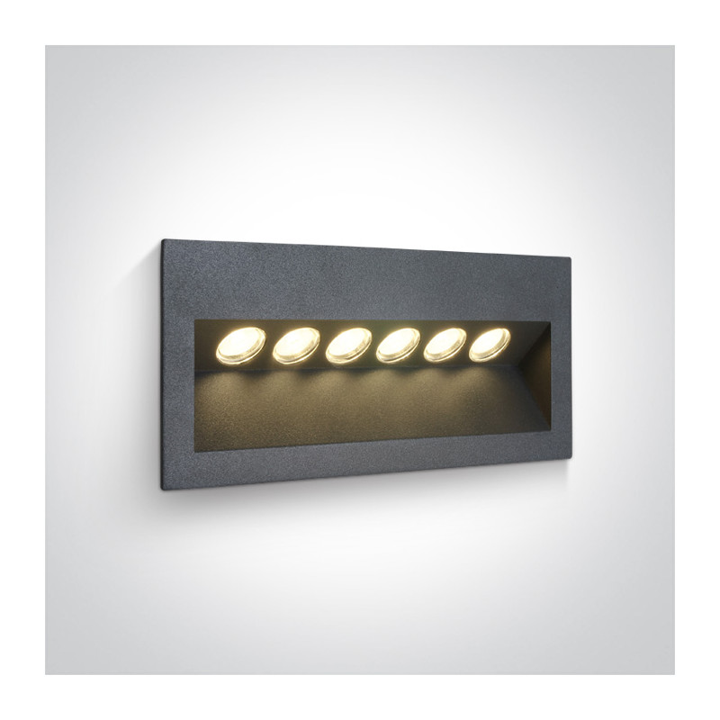 68050/AN/W wpust ścienny w kolorze antracyt LED 3000K 6x1W IP65  zasilacz 350mA i  betonowy box do montażu w zestawie