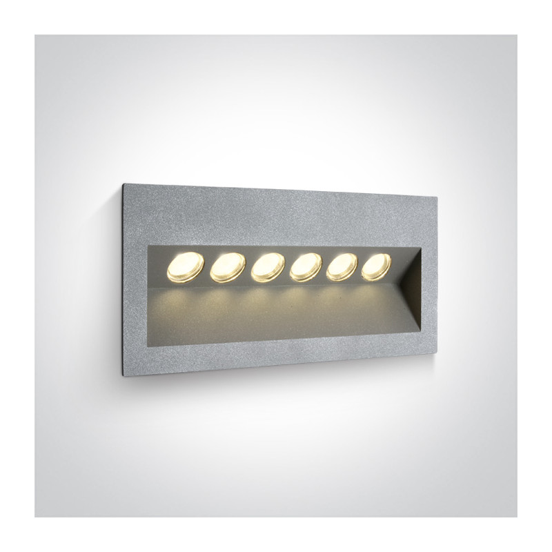 68050/G/W szary wpust ścienny LED 3000K 6x1W IP65  zasilacz 350mA i  betonowy box do montażu w zestawie